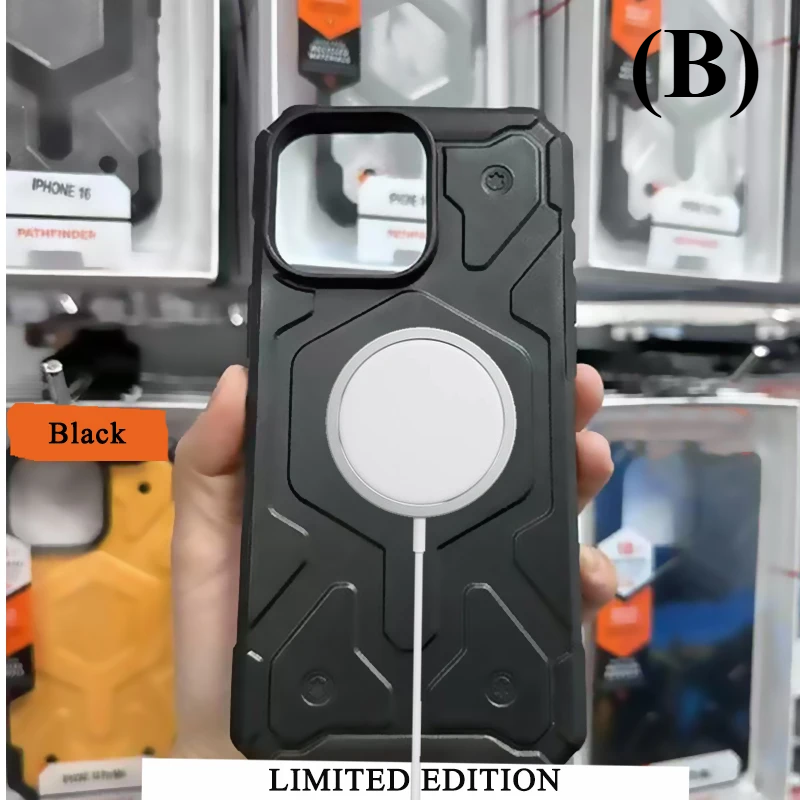 Shockproof Rugged MagSafe Case - for Apple iPhone 15 Series - B - Black / Pro Max - Phone Cases & Covers