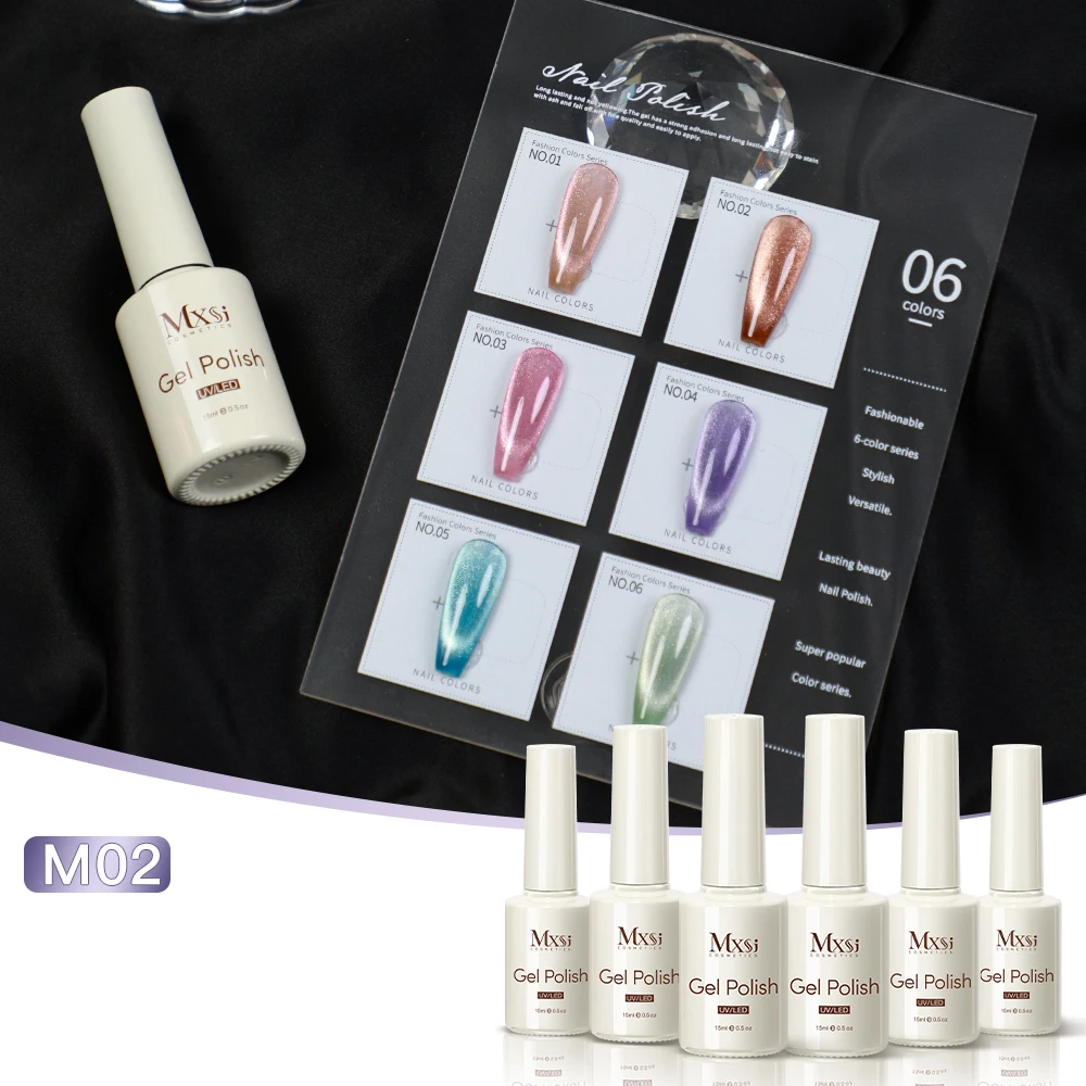 Professional 15ml Magnetic Crystal Cat Eye Gel Collection – 6 Piece High Pigment Red & Pink Reflective System