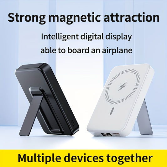 10,000mAh Magnetic Wireless Power Bank – 22.5W Fast Charge, PD20W USB-C, LED Display & Phone Stand