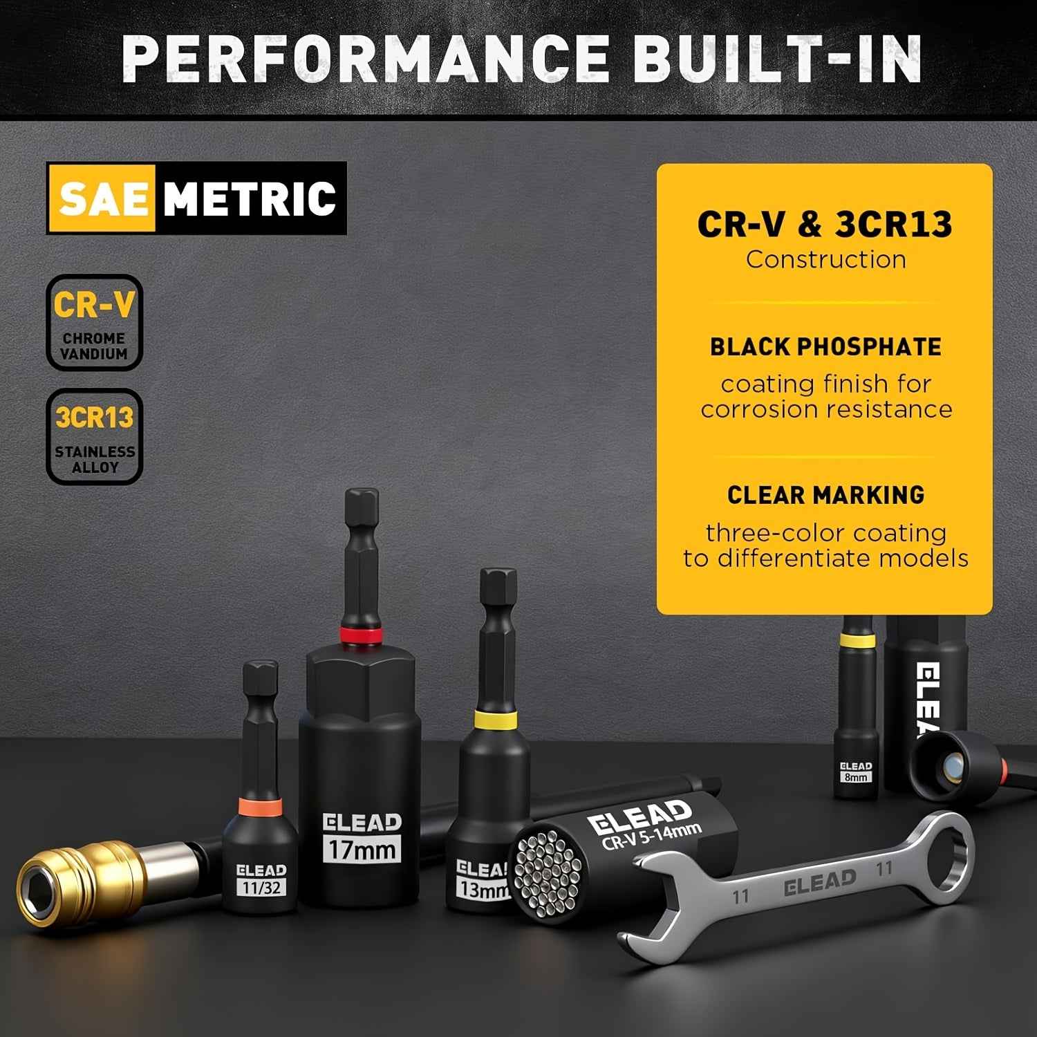 58 Pcs Magnetic Impact Nut Driver Set – Metric & SAE | Universal Socket, Magnetic Pickup Tool, Quick-Change Extension