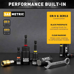 58 Pcs Magnetic Impact Nut Driver Set – Metric & SAE | Universal Socket, Magnetic Pickup Tool, Quick-Change Extension
