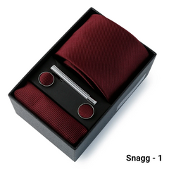 Luxury Men’s Tie Set Solid Colour Slim Necktie Hanky Cufflinks & Clip - Snagg - 1 - Others In Fashion
