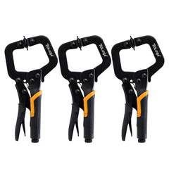 6" Metal Face Clamps 3PCS – Locking C Clamps with Swivel Pads for Woodworking & Pocket Hole Joinery