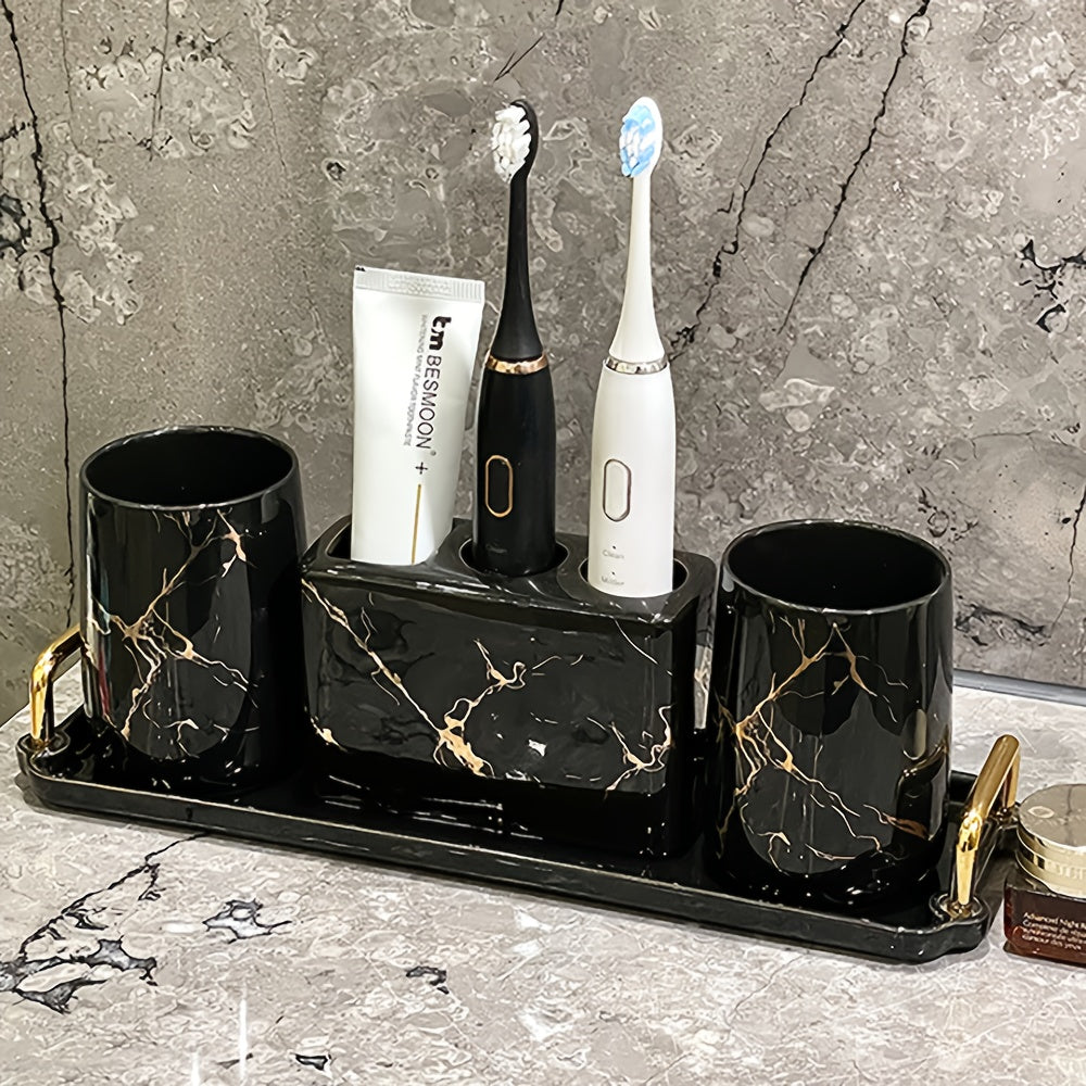 3 Piece Ceramic Marble Bathroom Accessory Set by Snagg A Bathroom Set