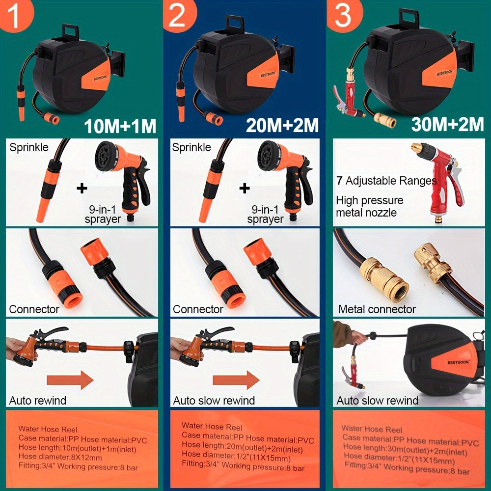 Retractable Garden Hose Reel with Auto Rewind by Snagg A Garden Hose