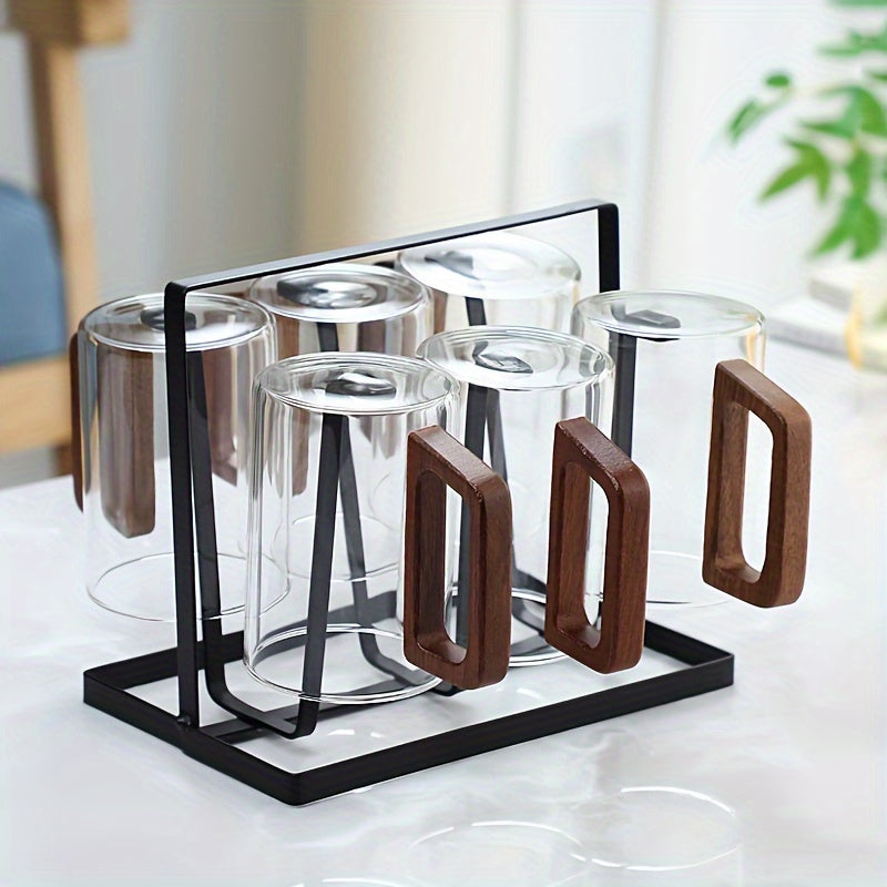 Glass Cup Set With Wooden Handle 4 Or 6 Pack Home Tea Cups by Snagg A Cup