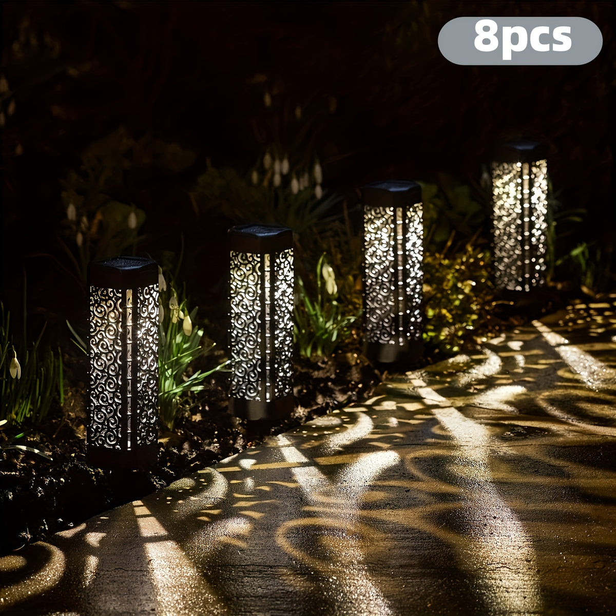 8pcs Hollow Round LED Solar Garden Path Lights by Snagg An Outdoor Light