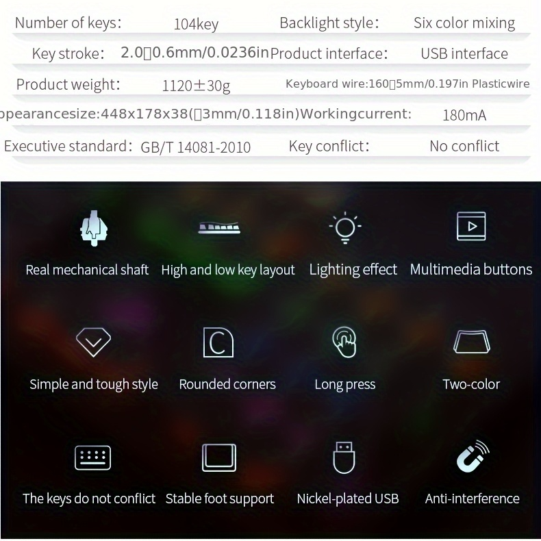 Mechanical Gaming Keyboard Wired USB Hot-Swappable Blue Switches Backlit Gaming Device by Snagg A Keyboard