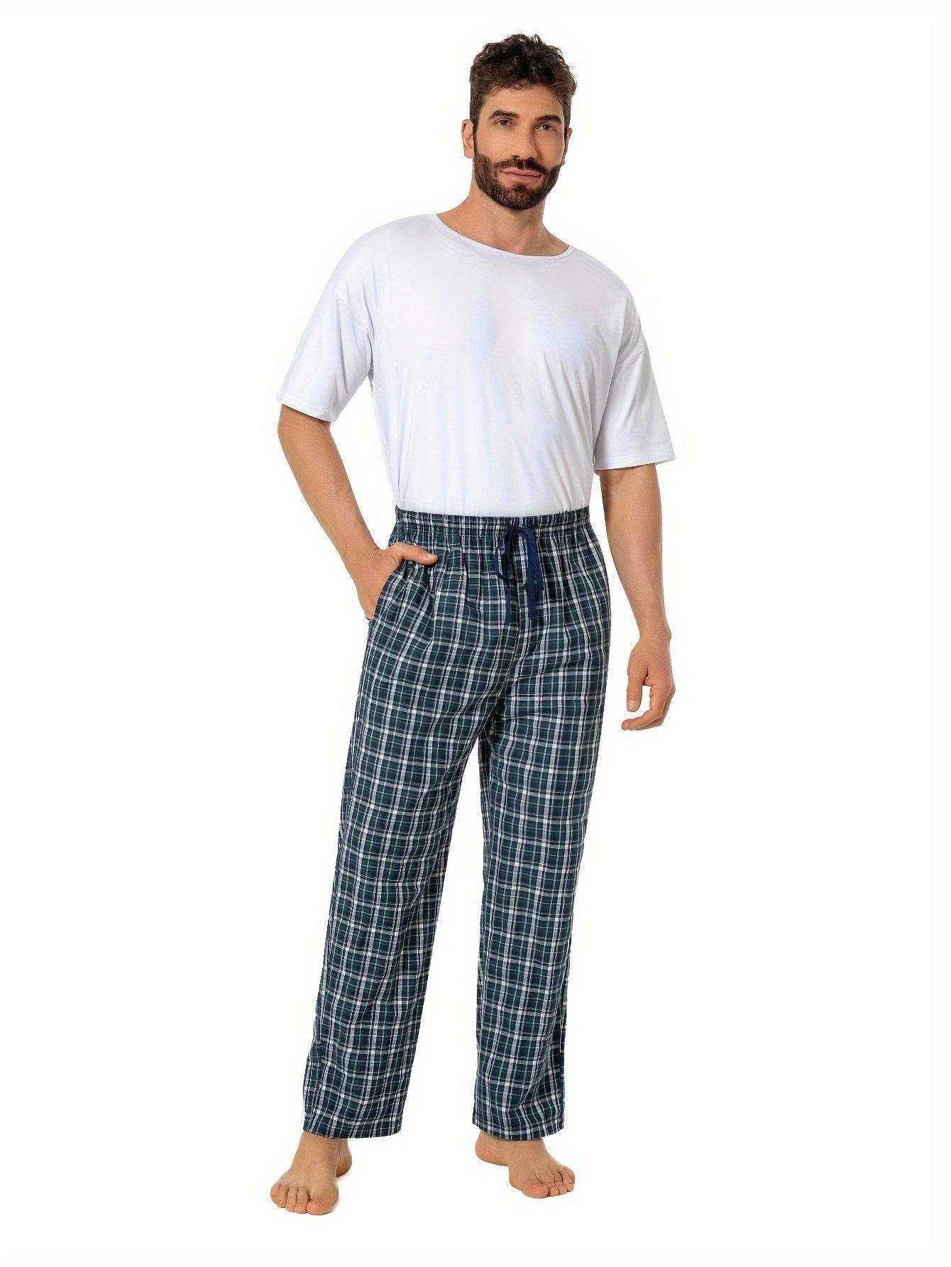 3pcs Men’s Pajama Bottoms – Plaid Cotton Lounge Pants - SnaggIt