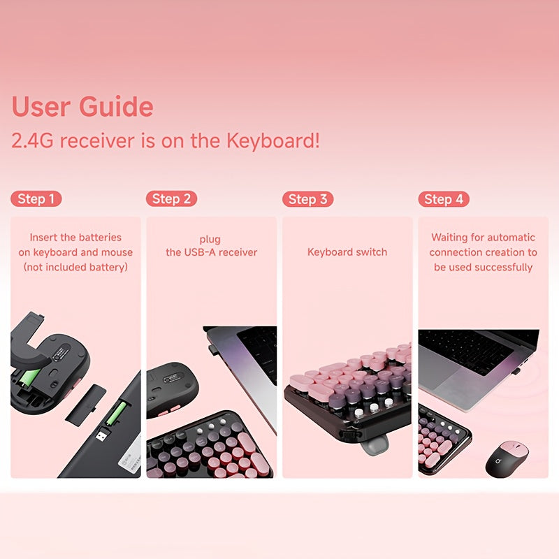 Wireless Keyboard & Mouse Set – 2.4G Connection with Colorful Gradient Design by Snagg A Keyboard