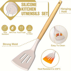 44pcs Wooden Handle Silicone Cookware Set by Snagg A Utensil