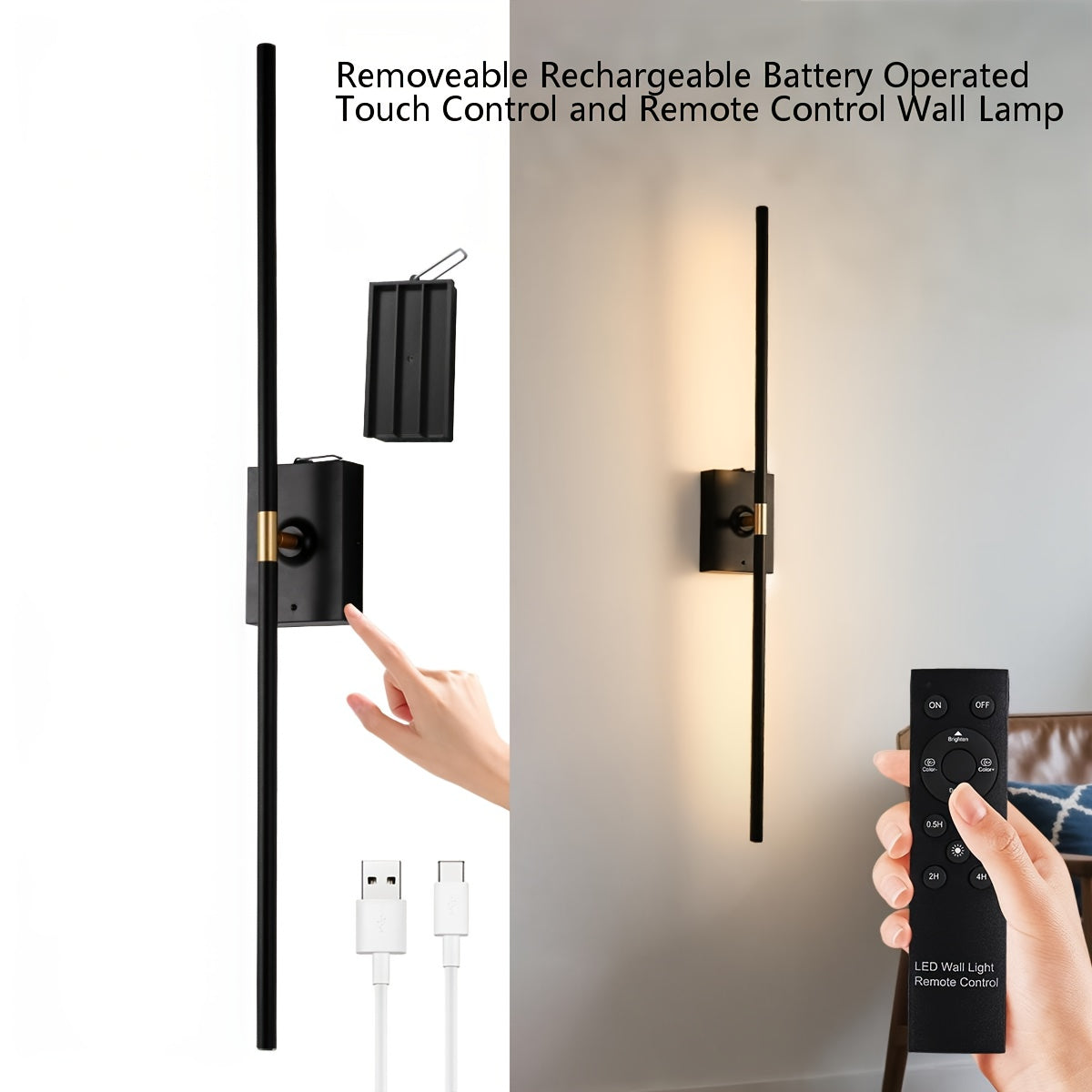 31.5" Wireless LED Wall Lamp – 360° Rotatable by Snagg A Wall Light