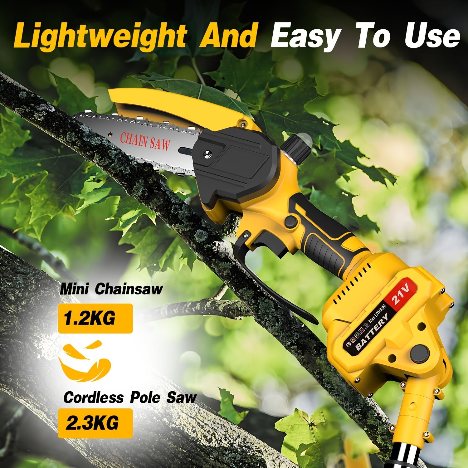 2-in-1 Cordless Pole Saw & Mini Chainsaw – 6”