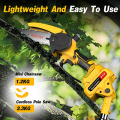 2-in-1 Cordless Pole Saw & Mini Chainsaw – 6”