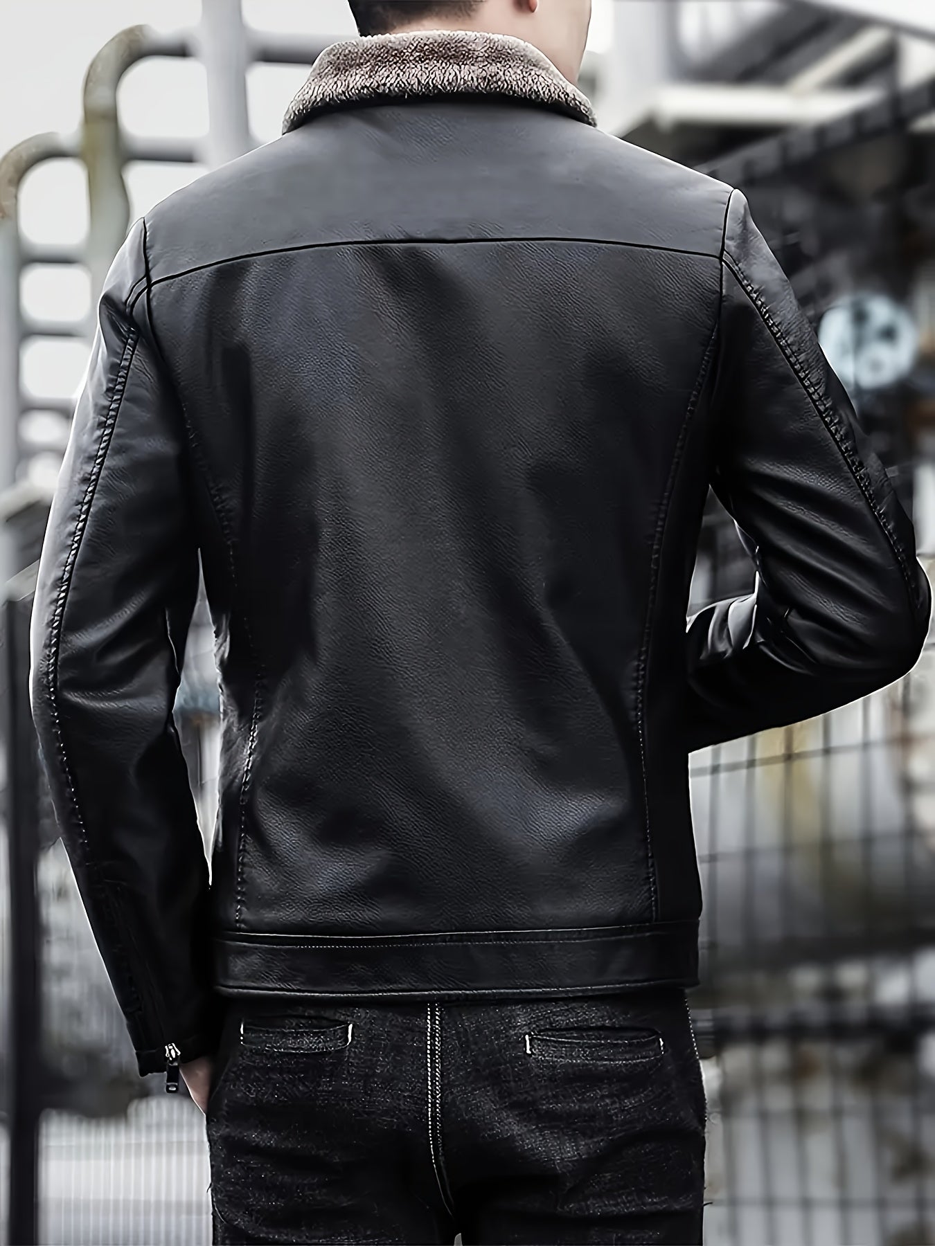 OBM Men’s Full-Zip Bomber Jacket with Fur Collar by Snagg A Jacket