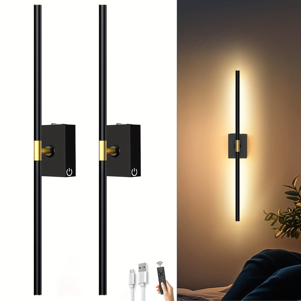 2 Pack Remote Control Battery Powered Wall Lights by Snagg A Wall Light