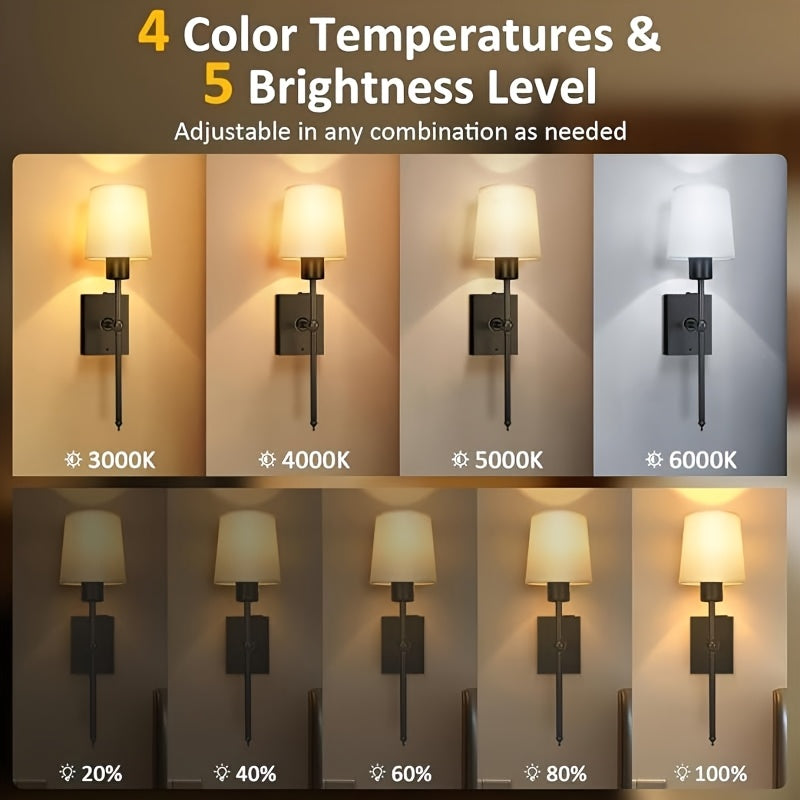 2pcs Black/Gold Wall Lights Rechargeable Battery LED with 3000K–6000K by Snagg A Wall Light