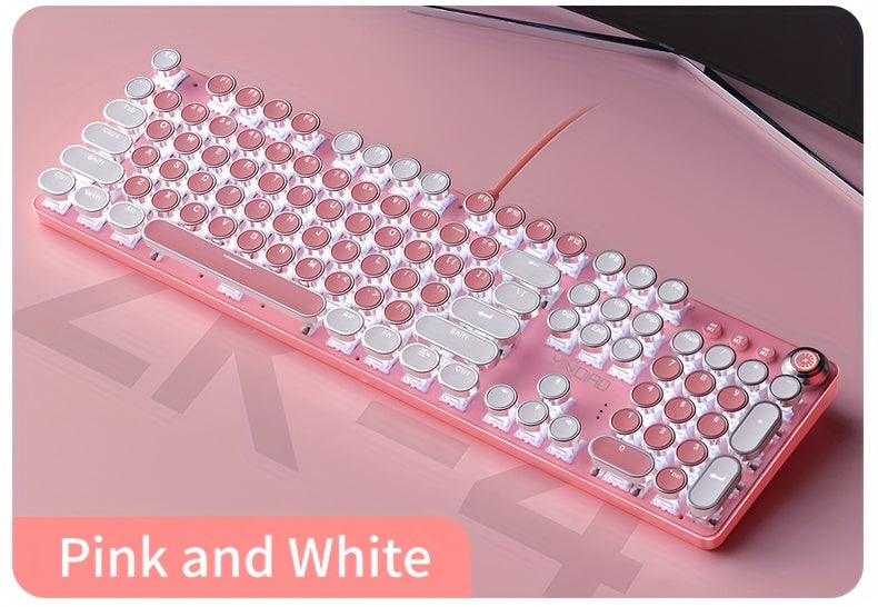 Pink Mechanical Keyboard – Retro Punk Keycaps with Blue Switches by Snagg A Keyboard