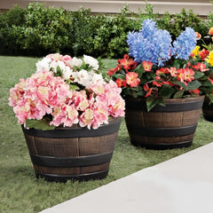 4pcs Whiskey Barrel Style Flower Pots with Trays by Snagg A Pot