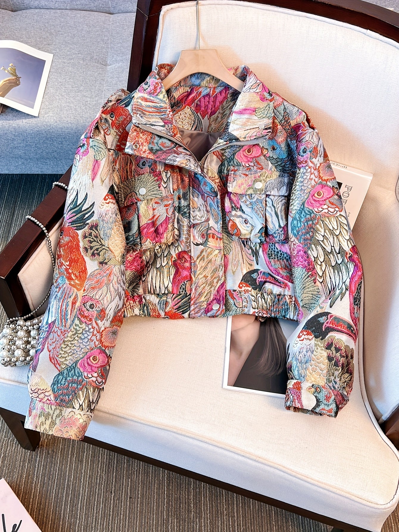 Women’s Floral Embroidered Casual Jacket by Snagg A Jacket