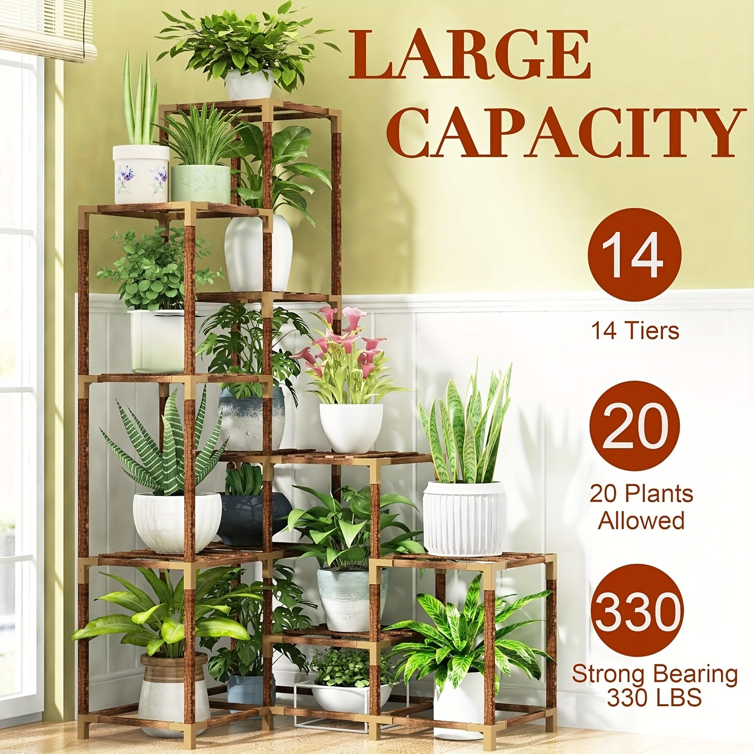 Large Tall Wooden Plant Shelf Rack by Snagg A Rack