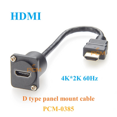 HDMI Chassis Mount Extension Cable – Female to Male 4K/2K@60Hz Panel Mount Connector (0.2M)