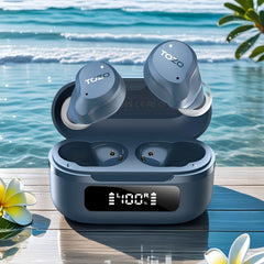AI Smart Wireless Earbuds | ENC Noise Cancelling In-Ear Headphones (59H Battery, LED Display) by Snagg An EarBud