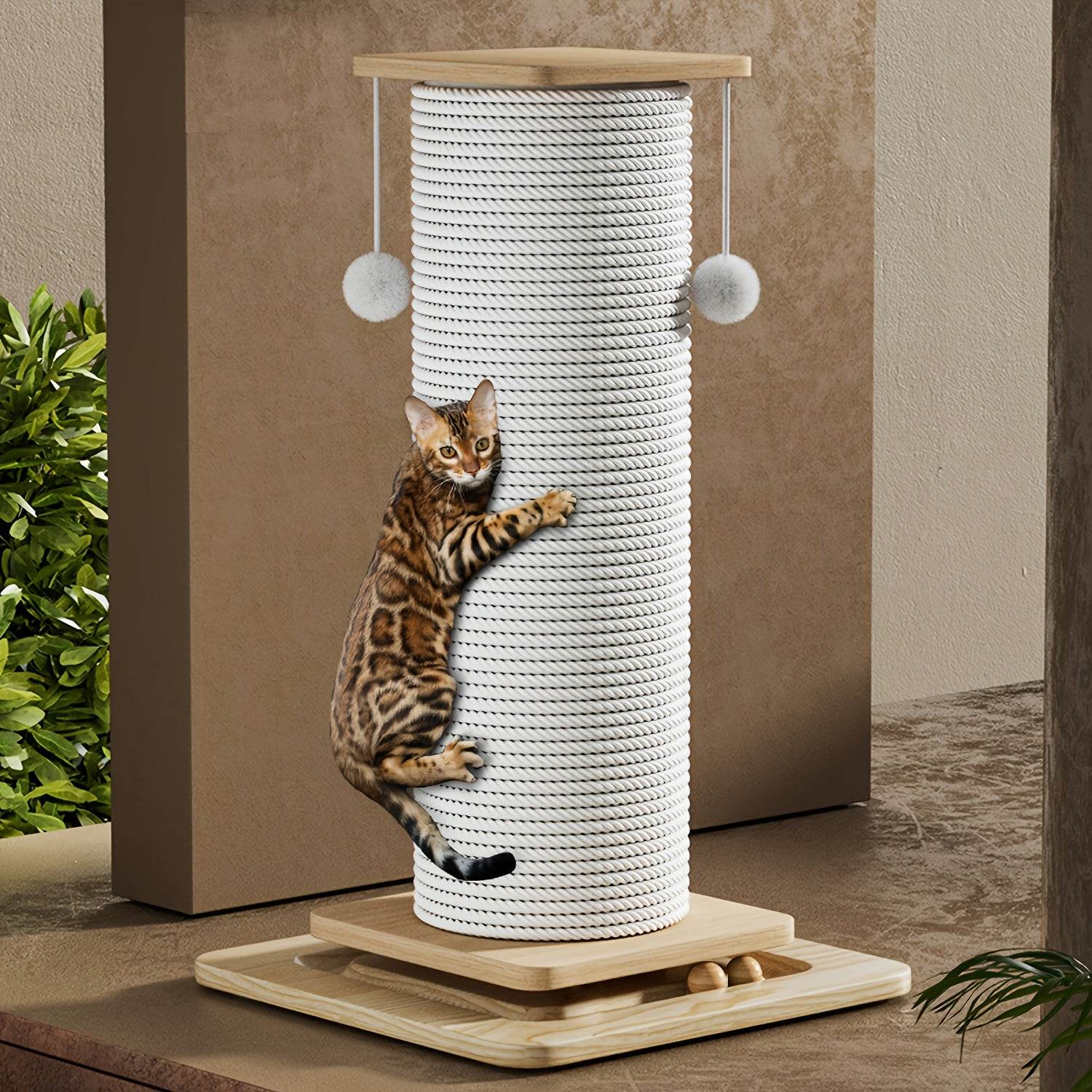 Cat Scratching Post With Sisal Rope with Hanging Play Ball - SnaggIt