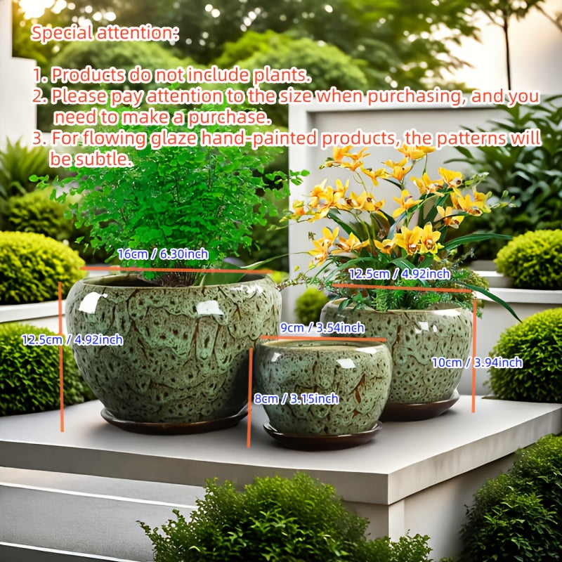 3pcs Decorative Flower Pots with Trays by Snagg A Pot