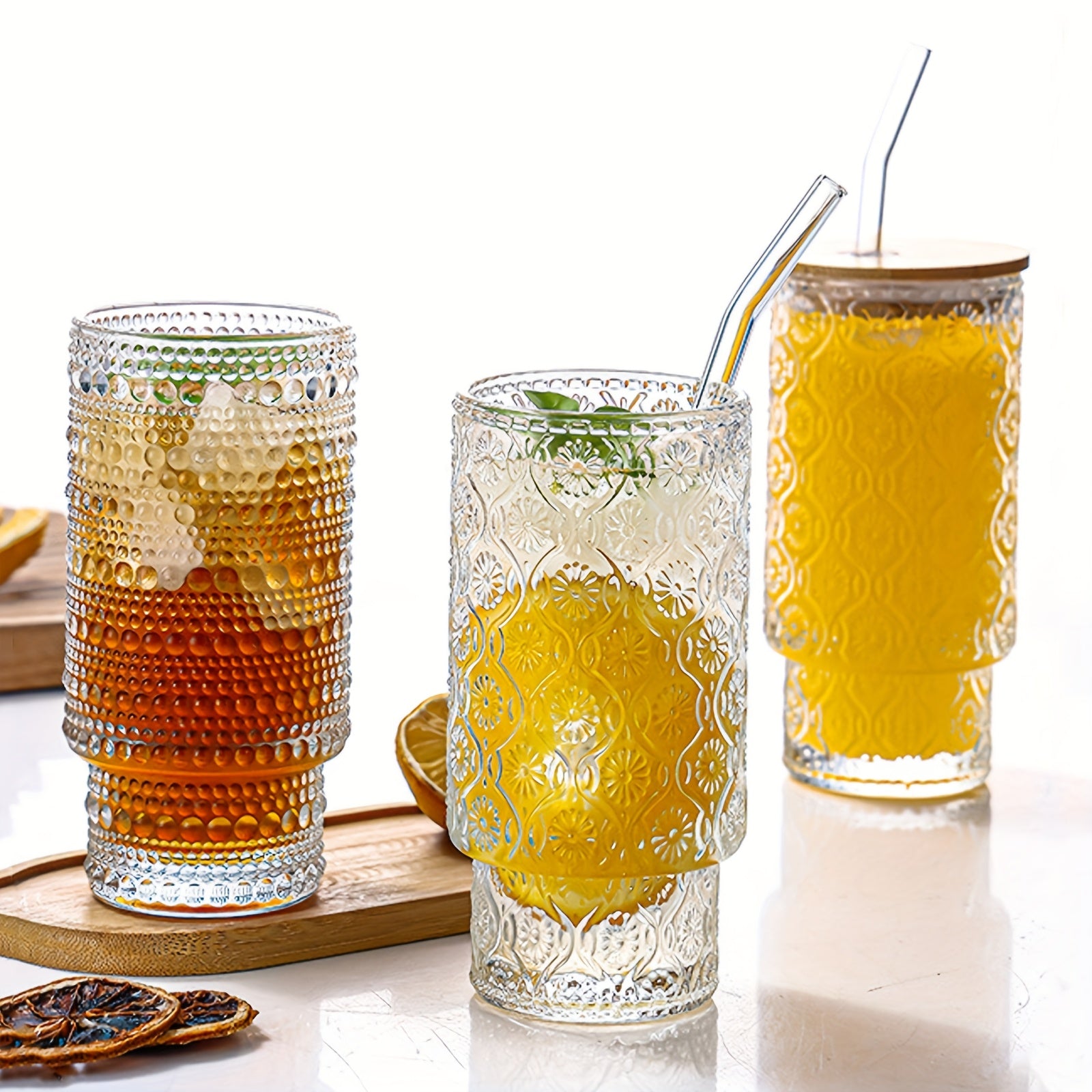 Premium Hobnail Glass Tumbler Set 4 11oz Non Slip Home by Snagg A Cup