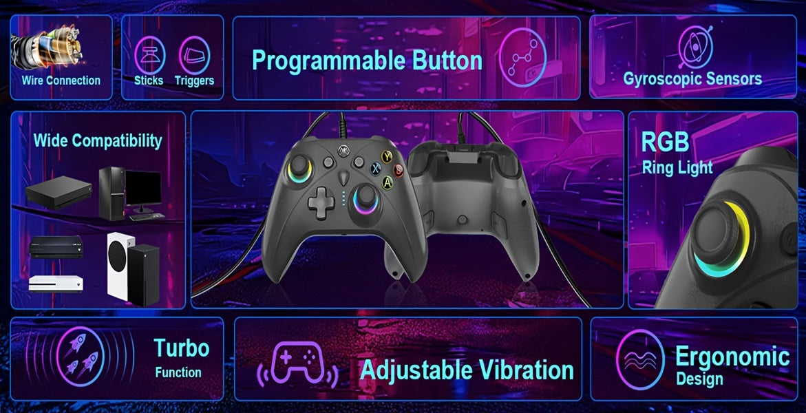 Wired Gaming Controller Compatible With Xbox, PS4, Switch & PC by Snagg A Game Controller