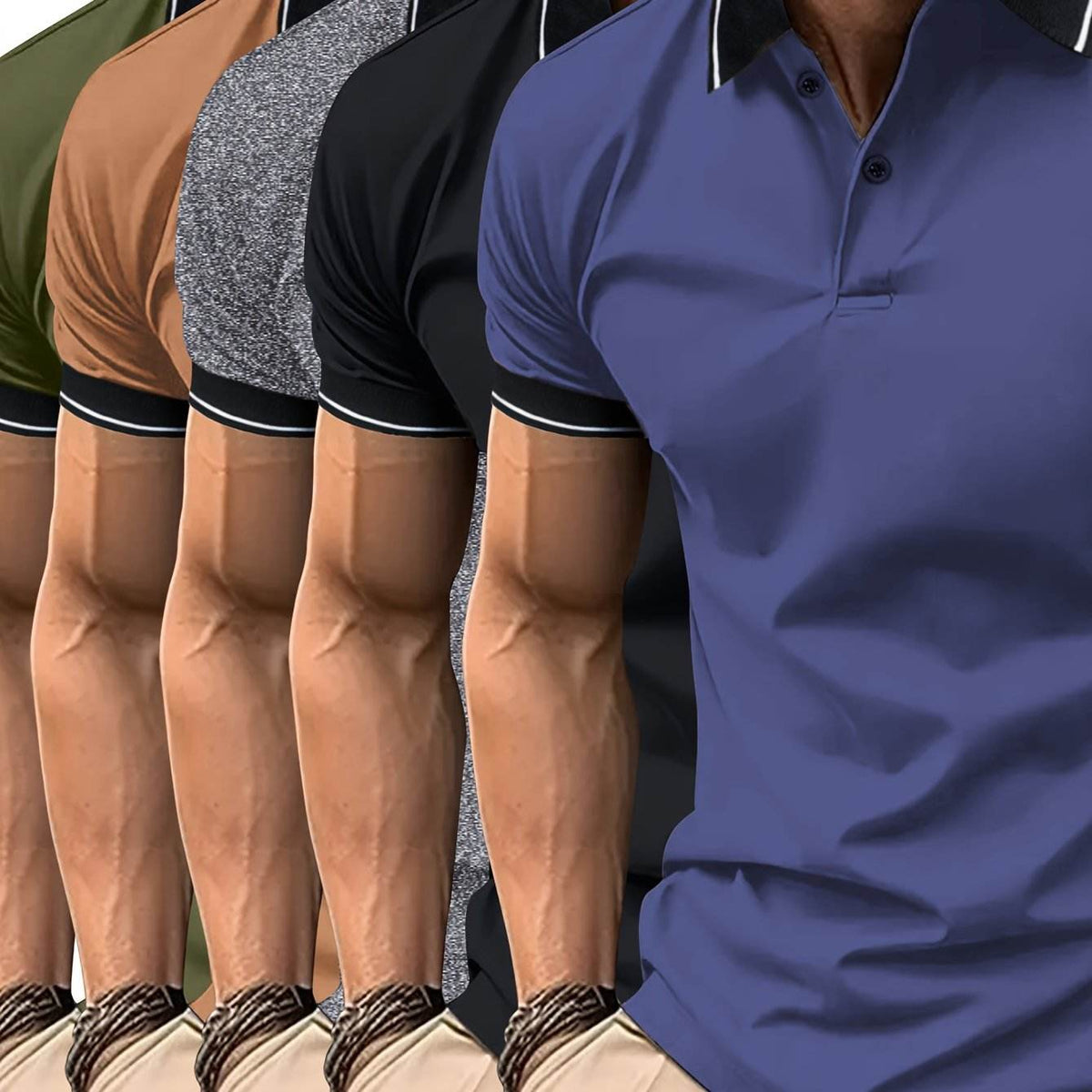 5pcs Men’s Lapel Collar T-Shirts - SnaggIt