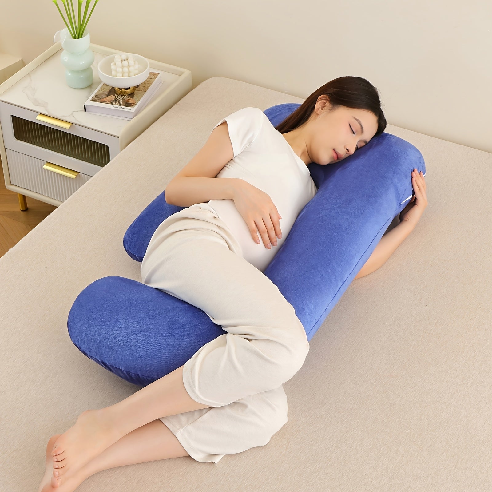 Crystal Velvet J-Shaped Pregnancy Pillow – Full Body Support by Snagg A Pillow