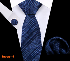 Classic Plaid Tie Set for Men - Necktie with Matching Pocket Square & Cufflinks - Snagg -4 - Others In Fashion