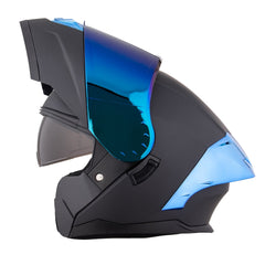 Dual Visor Flip Up Full Face Helmet with Quick Release Buckle by Snagg A Motorcycle Helmet