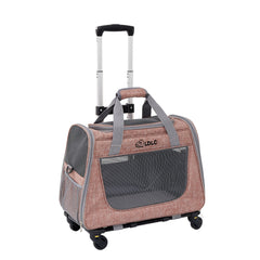 Portable Travel Pet Rolling Carrier with Detachable Handle & Wheels by Snagg A Pet Carrier