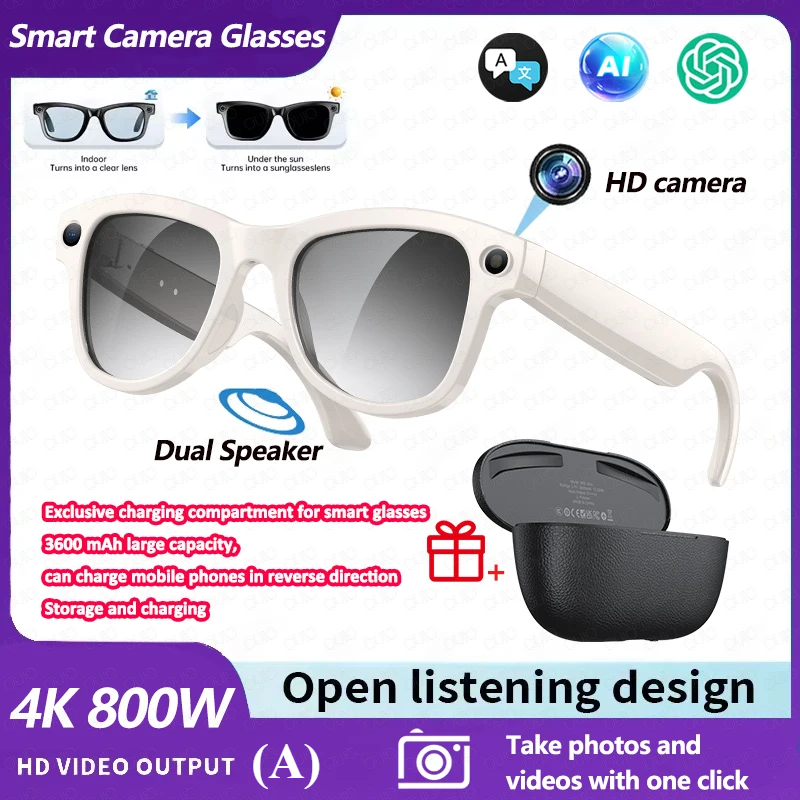 M02 Ultra AI Smart Glasses – 1080P HD Camera with 32GB Storage & Charging Case