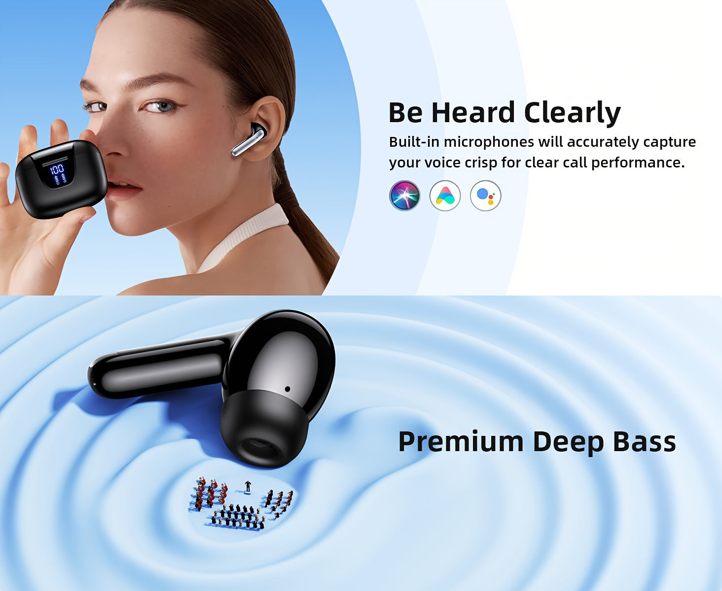 Wireless 5.3 Earbuds | In-Ear Headphones with Mic & Fast Charging Case by Snagg An EarBud