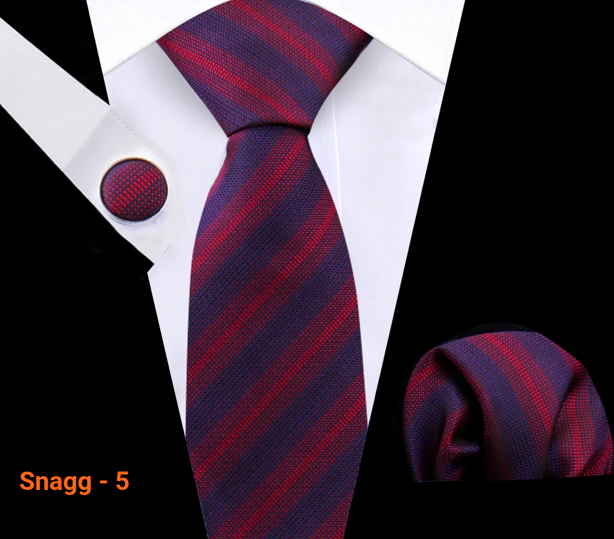 Classic Plaid Tie Set for Men - Necktie with Matching Pocket Square & Cufflinks - Snagg - 5 - Others In Fashion