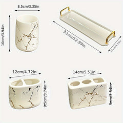 3 Piece Ceramic Marble Bathroom Accessory Set by Snagg A Bathroom Set