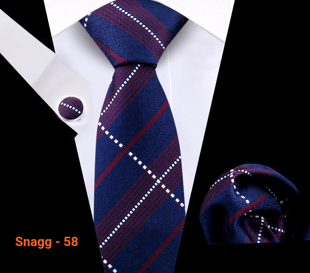 Classic Plaid Tie Set for Men - Necktie with Matching Pocket Square & Cufflinks - Snagg - 58 - Others In Fashion