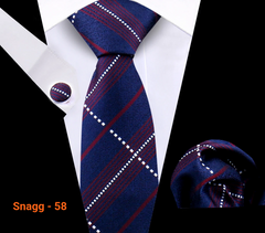 Classic Plaid Tie Set for Men - Necktie with Matching Pocket Square & Cufflinks - Snagg - 58 - Others In Fashion