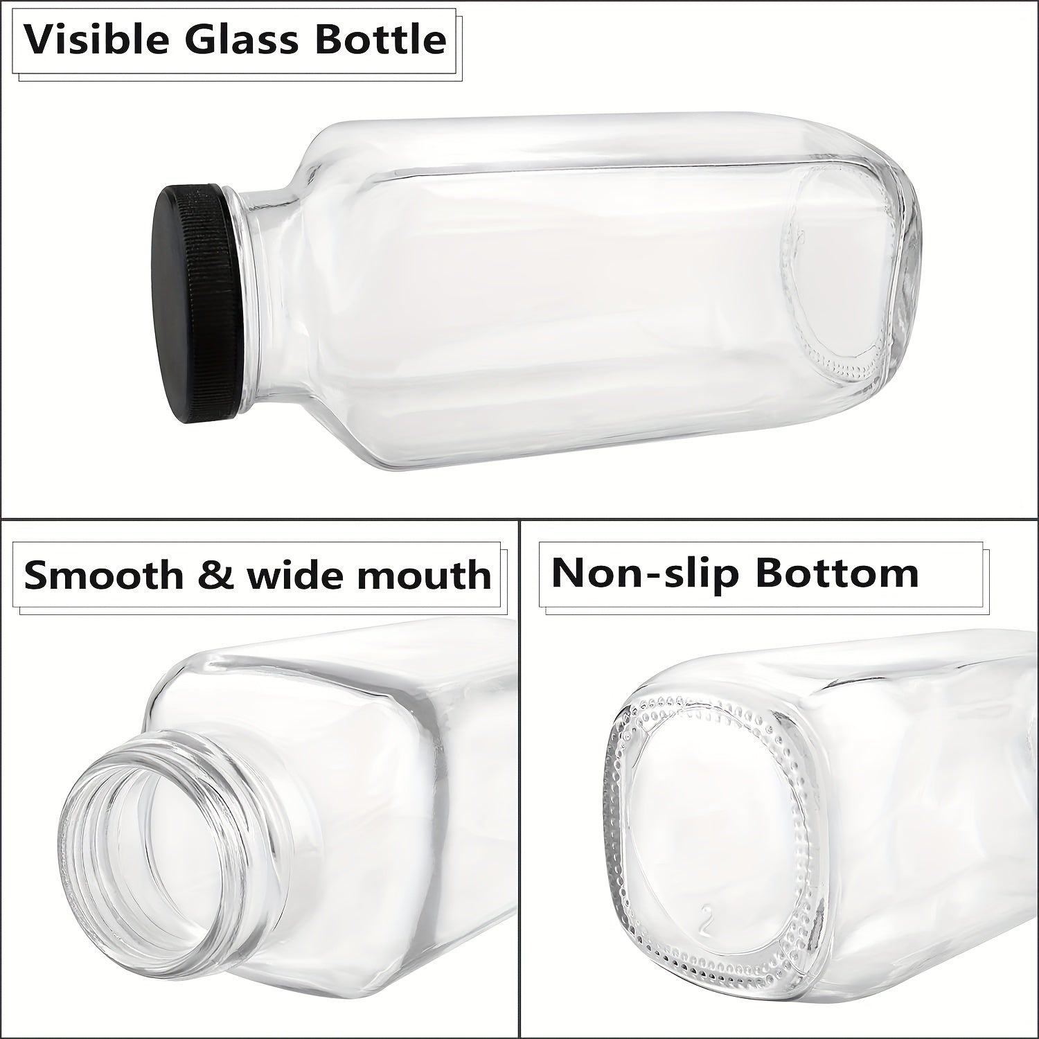 Glass Travel Juice Bottles 12 Pack 500ml Leak Proof BPA Free Lids by Snagg A Bottle
