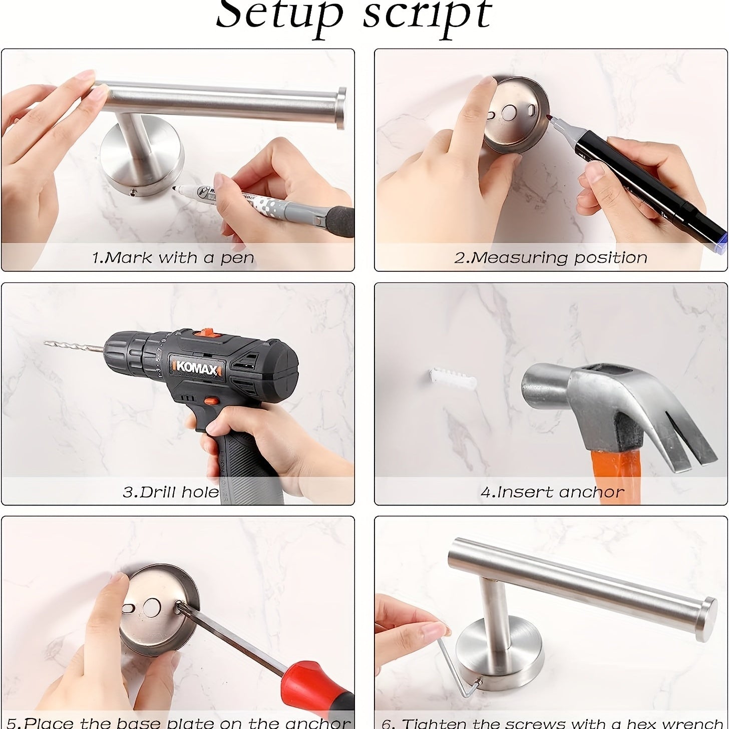 10-Piece Stainless Steel Bathroom Accessories Set by Snagg A Hook