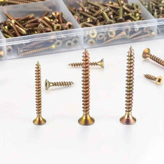 440 Pack Self Tapping Wood Screw Kit — Colour Galvanized M3.5/M4 Screws in 25–60mm Sizes - 440pcs M4/3.5 Length