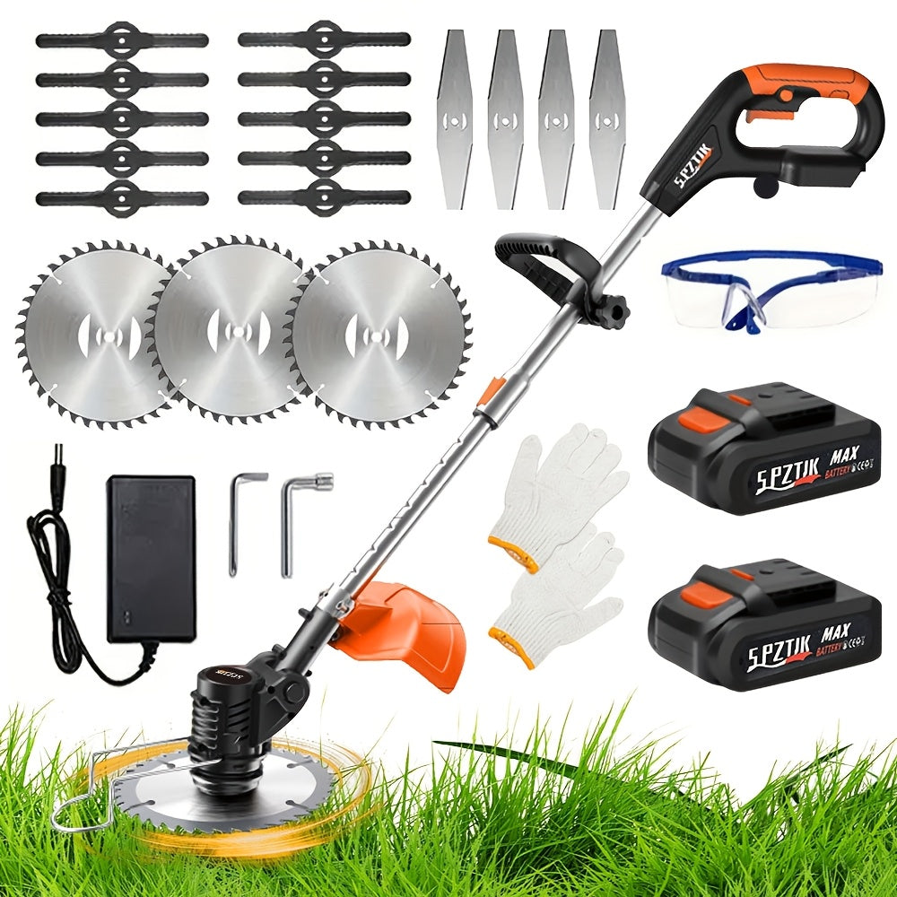 Cordless Lawn Trimmer with 17 Blades & Dual Battery