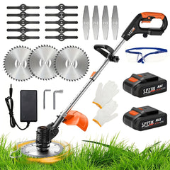 Cordless Lawn Trimmer with 17 Blades & Dual Battery