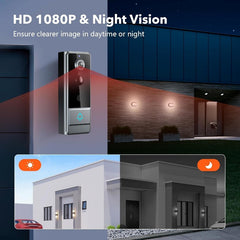 1080P Wireless Doorbell Camera HD Video with Two Way Audio, Motion Detection by Snagg A Doorbell Camera