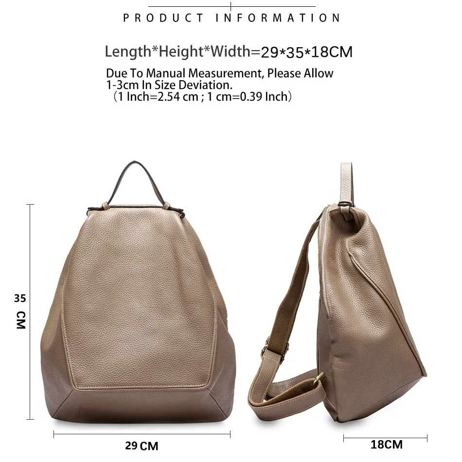 Genuine Leather Classic Backpack Purse – Roomy A4 & iPad-Fit Knapsack Satchel Rucksack for Women (0.82kg)