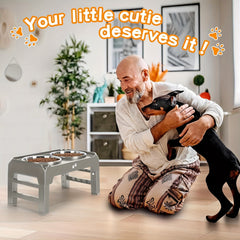 Elevated Dog Bowl Stand with 2 Stainless Steel Bowls by Snagg A Feeder